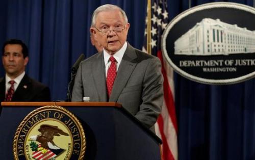 资料图片：美国司法部长杰夫·塞申斯。（图片来源：路透社）